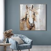 Starlight Stallion - Hand Painted Textured Aluminum Wall Art.